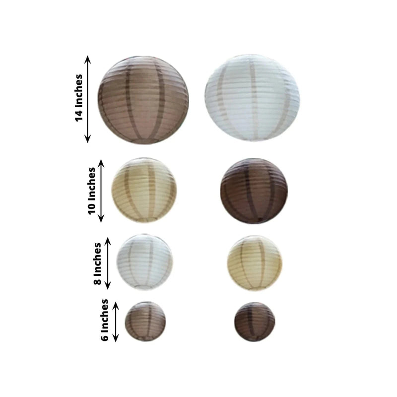 8 pcs Assorted Size 6 in 8 in 10 in 14 in Large Hanging Paper Lanterns