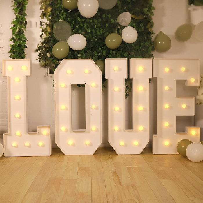 4ft XL LED Marquee Letter Foam Board with 10 Warm White Battery Operated LEDs - White
