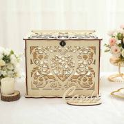 Laser Cut Wooden Mr & Mrs Wedding Gift Card Box with Sign Stand - Natural WED_RCPT_SIGN_WOD03_NAT