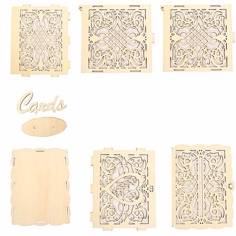 Laser Cut Wooden Mr & Mrs Wedding Gift Card Box with Sign Stand - Natural WED_RCPT_SIGN_WOD03_NAT