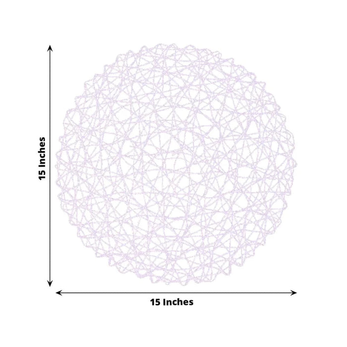 6 pcs 15" wide Round Metallic String Placemats