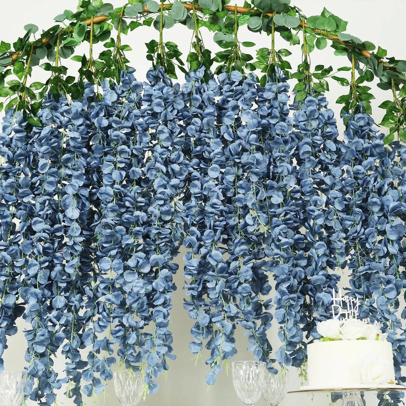 42" tall Silk Wisteria Flowers Hanging Vine Bush