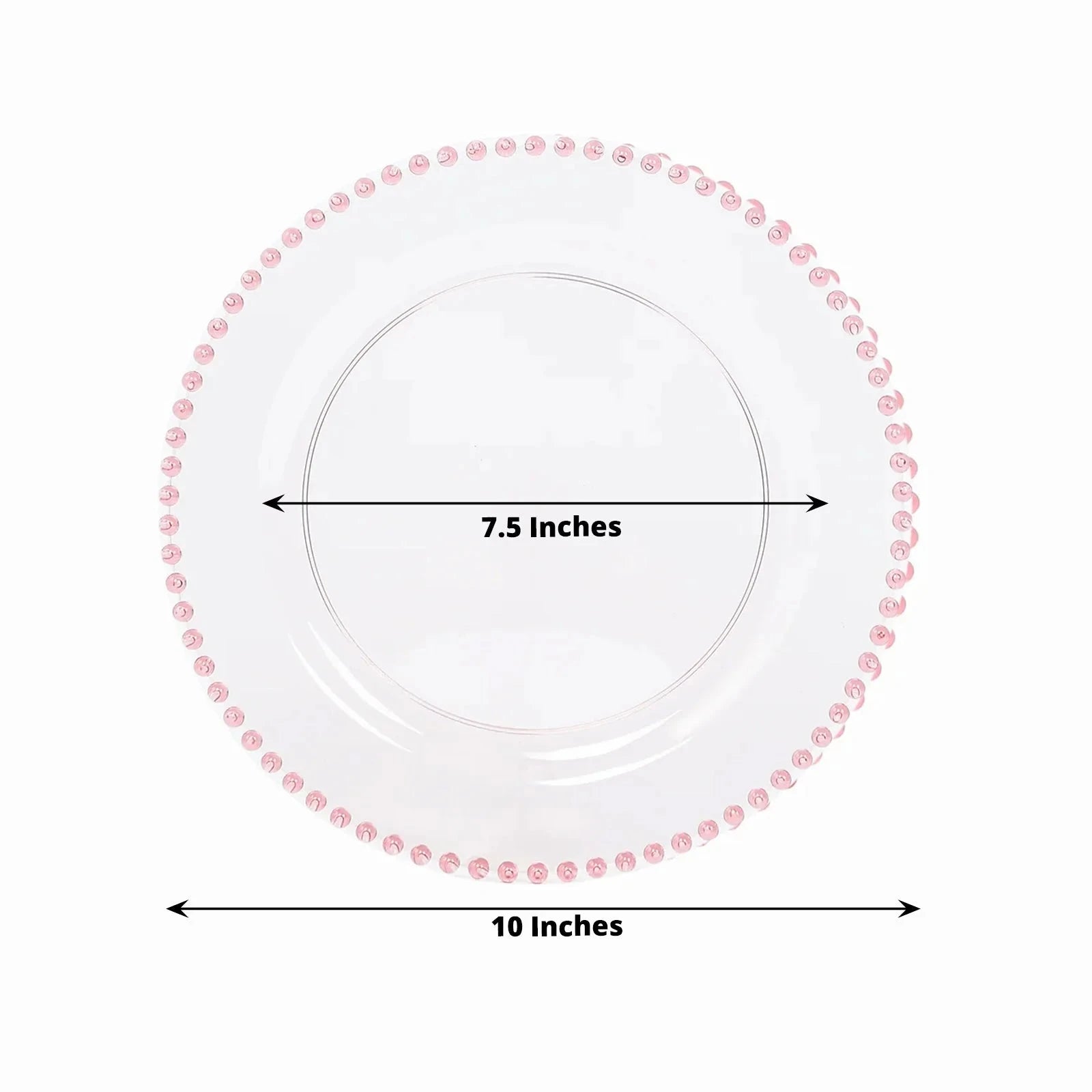10 Round Plastic Salad Dinner Plates with Beaded Rim - Disposable Tableware
