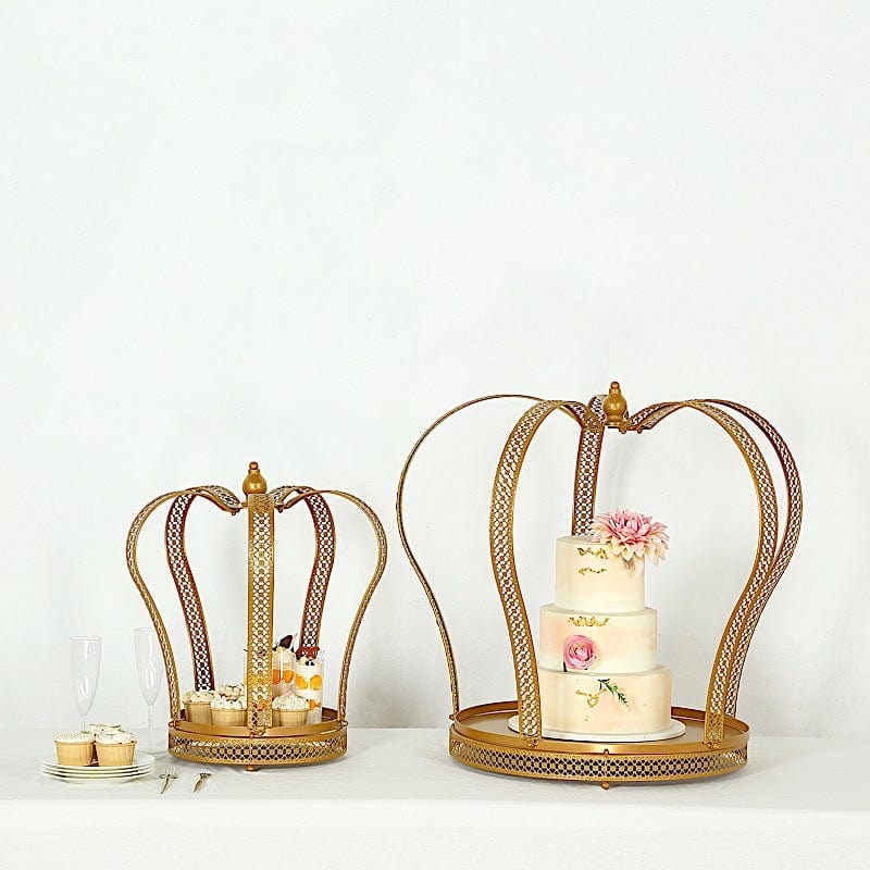 Metal Crown Cupcake Dessert Display Stand - Gold