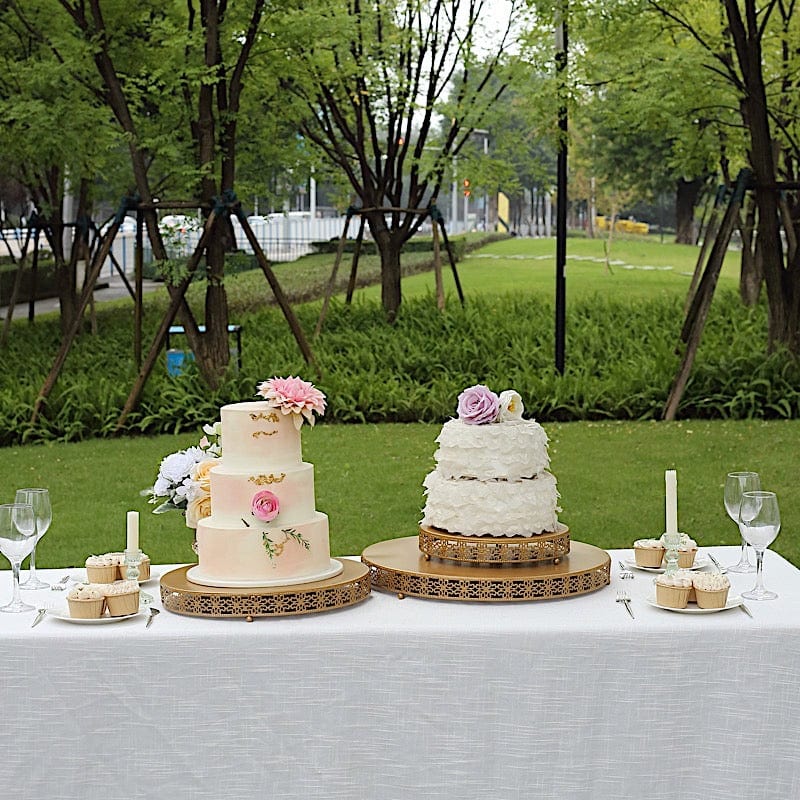 Metal Fleur De Lis Round Pedestal Cake Stands