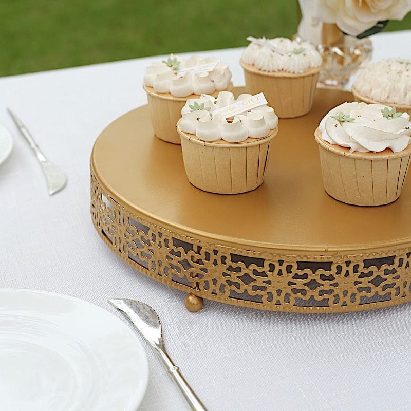 Metal Fleur De Lis Round Pedestal Cake Stands