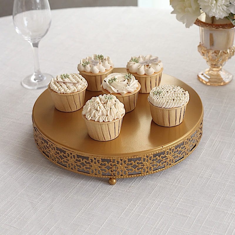 Metal Fleur De Lis Round Pedestal Cake Stands