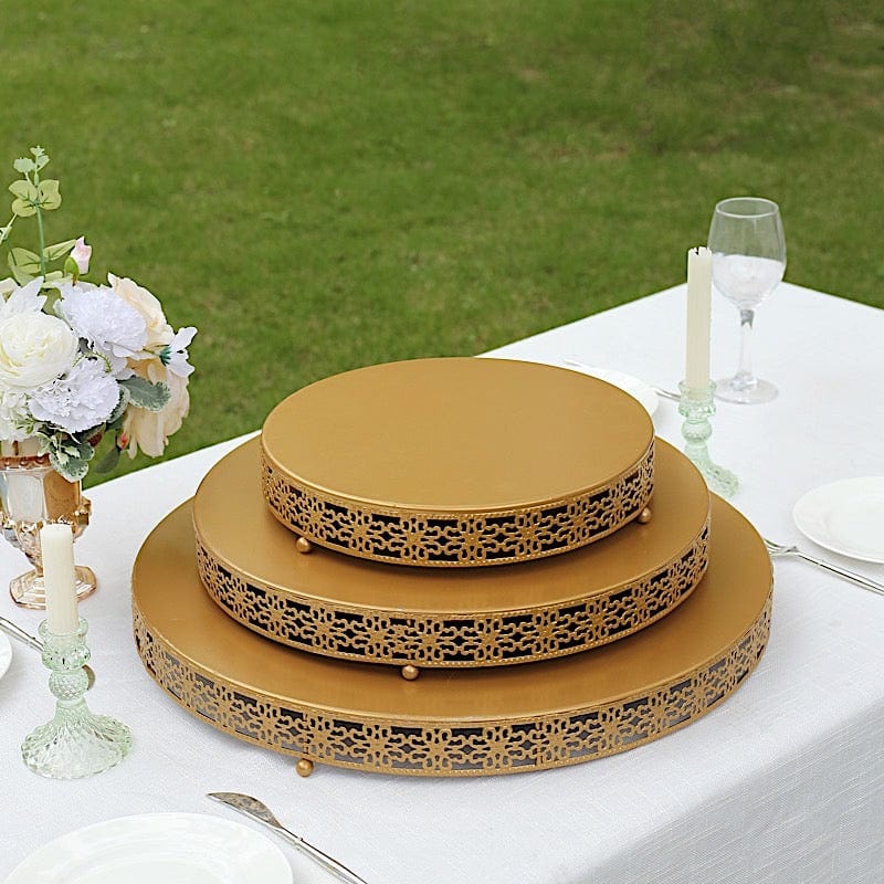 Metal Fleur De Lis Round Pedestal Cake Stands