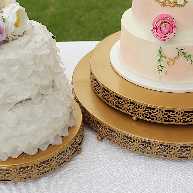 Metal Fleur De Lis Round Pedestal Cake Stands