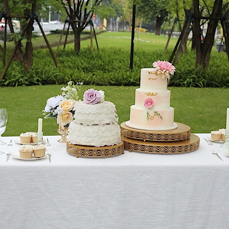 Metal Fleur De Lis Round Pedestal Cake Stands