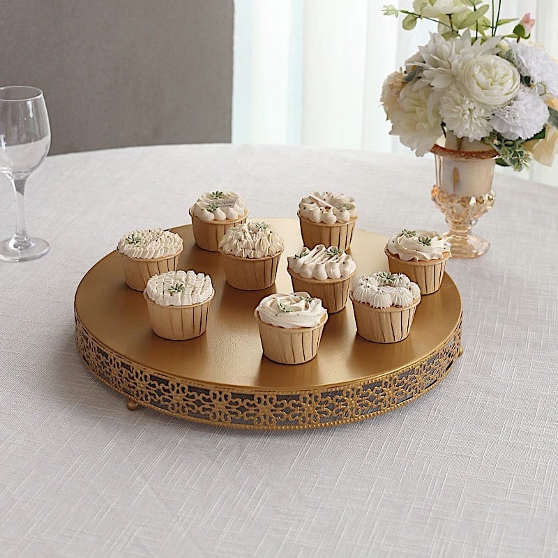 Metal Fleur De Lis Round Pedestal Cake Stands