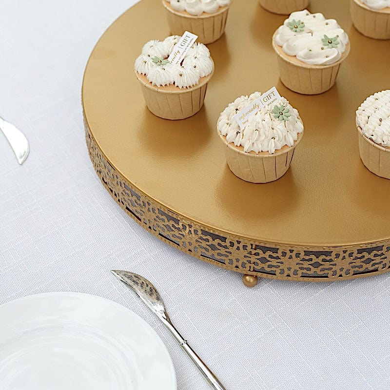 Metal Fleur De Lis Round Pedestal Cake Stands