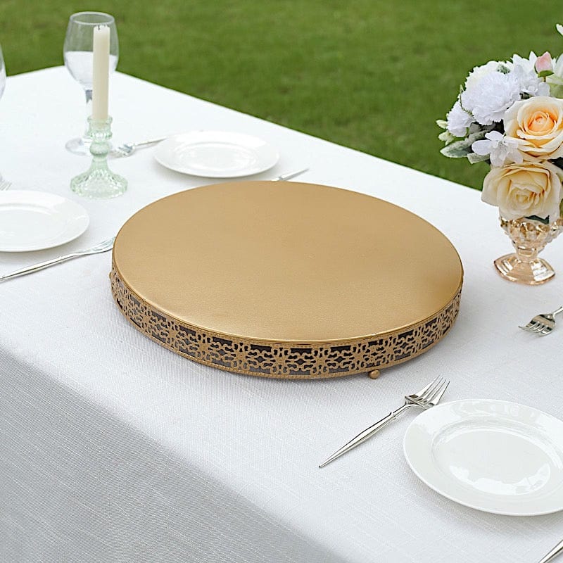 Metal Fleur De Lis Round Pedestal Cake Stands