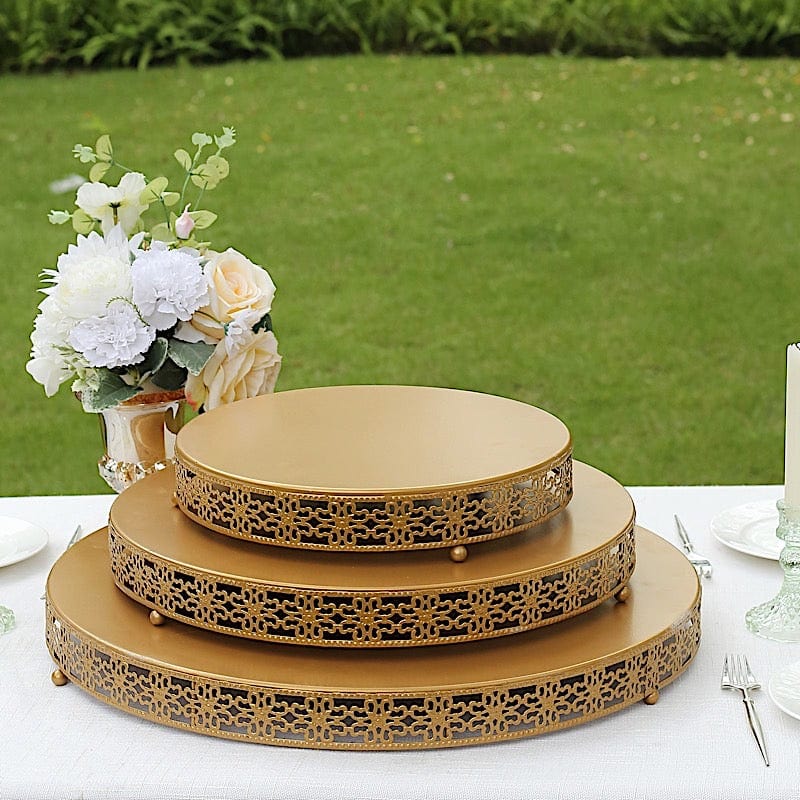 Metal Fleur De Lis Round Pedestal Cake Stands