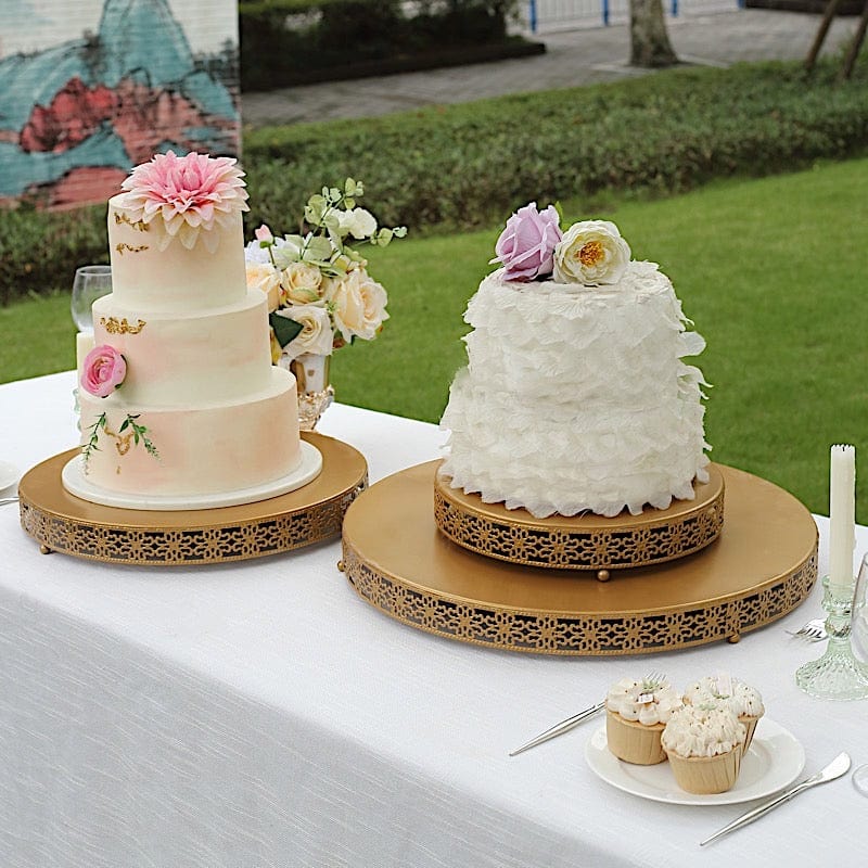 Metal Fleur De Lis Round Pedestal Cake Stands