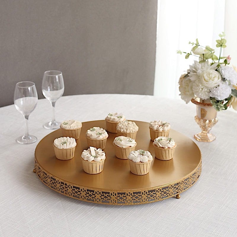 Metal Fleur De Lis Round Pedestal Cake Stands