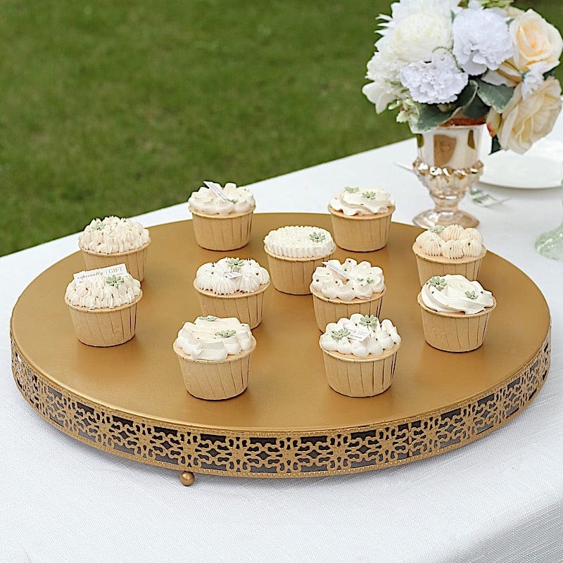 Metal Fleur De Lis Round Pedestal Cake Stands