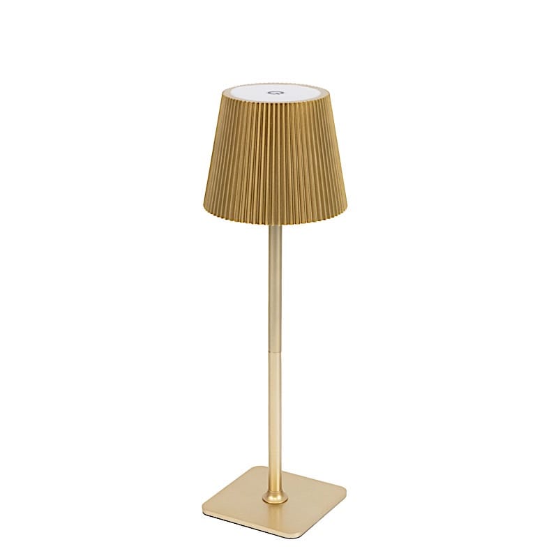 Metal Rechargeable Adjustable Height LED Table Lamp with Ribbed Shade - Gold LED_MET_LAMP04_GOLD
