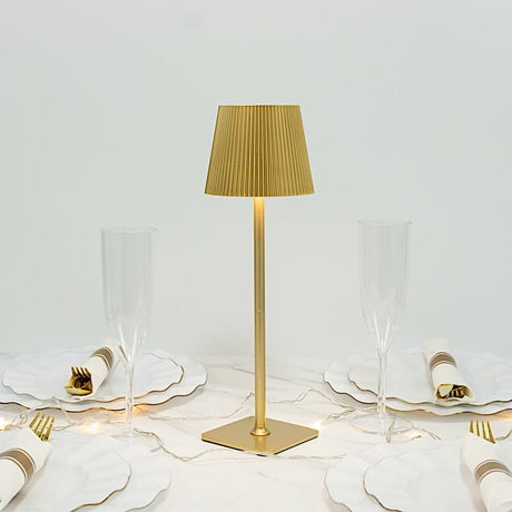 Metal Rechargeable Adjustable Height LED Table Lamp with Ribbed Shade - Gold LED_MET_LAMP04_GOLD