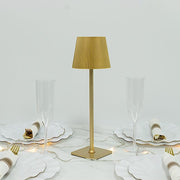 Metal Rechargeable Adjustable Height LED Table Lamp with Ribbed Shade - Gold LED_MET_LAMP04_GOLD