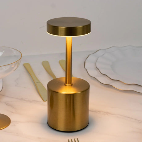 Metal Rechargeable Cordless Table Lamp with Touch Control - Gold