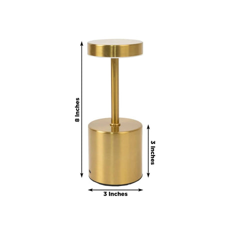 Metal Rechargeable Cordless Table Lamp with Touch Control - Gold