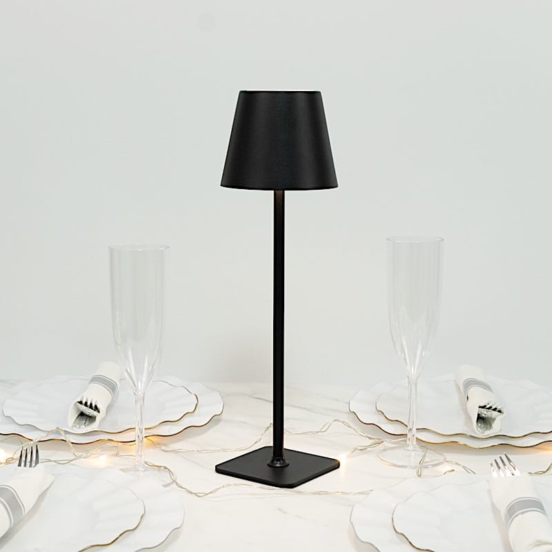 Metal Rechargeable LED Table Lamp with Classic Empire Lampshade