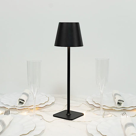Metal Rechargeable LED Table Lamp with Classic Empire Lampshade