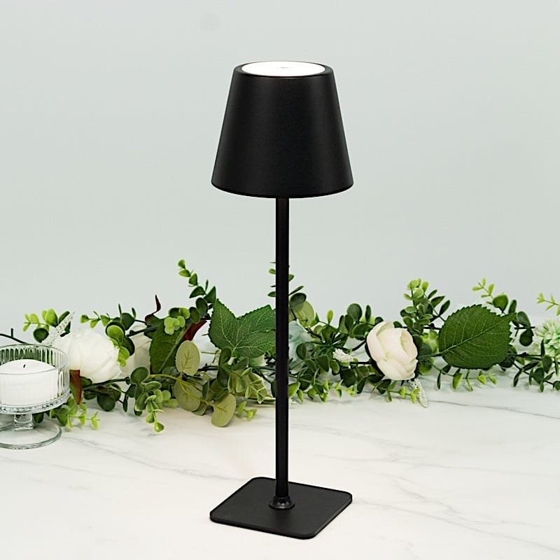 Metal Rechargeable LED Table Lamp with Classic Empire Lampshade