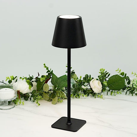 Metal Rechargeable LED Table Lamp with Classic Empire Lampshade