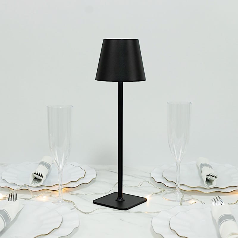Metal Rechargeable LED Table Lamp with Classic Empire Lampshade