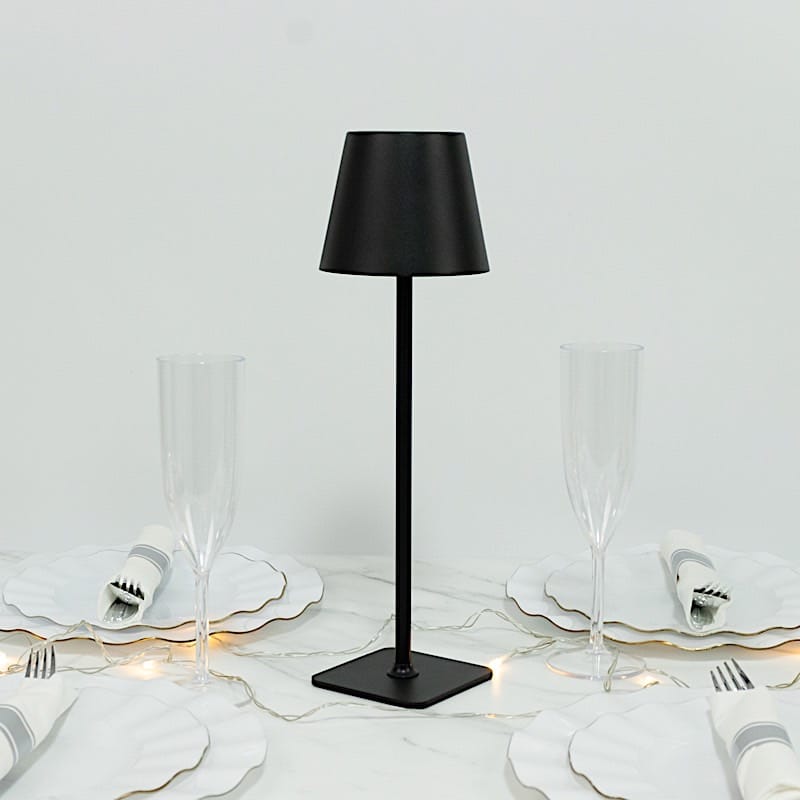 Metal Rechargeable LED Table Lamp with Classic Empire Lampshade