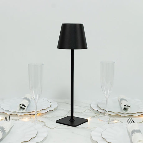 Metal Rechargeable LED Table Lamp with Classic Empire Lampshade