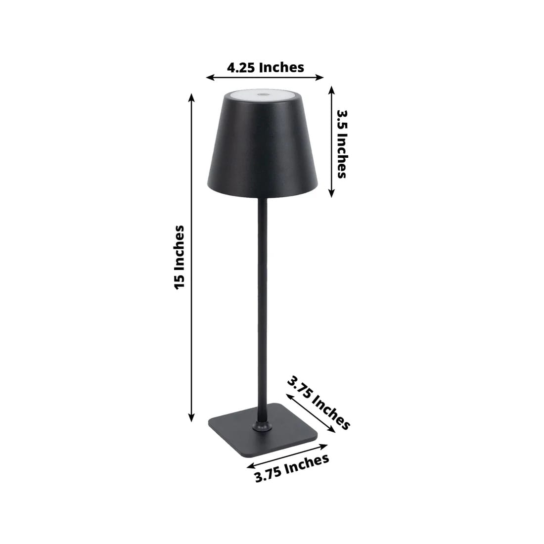 Metal Rechargeable LED Table Lamp with Classic Empire Lampshade