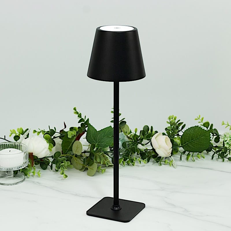 Metal Rechargeable LED Table Lamp with Classic Empire Lampshade