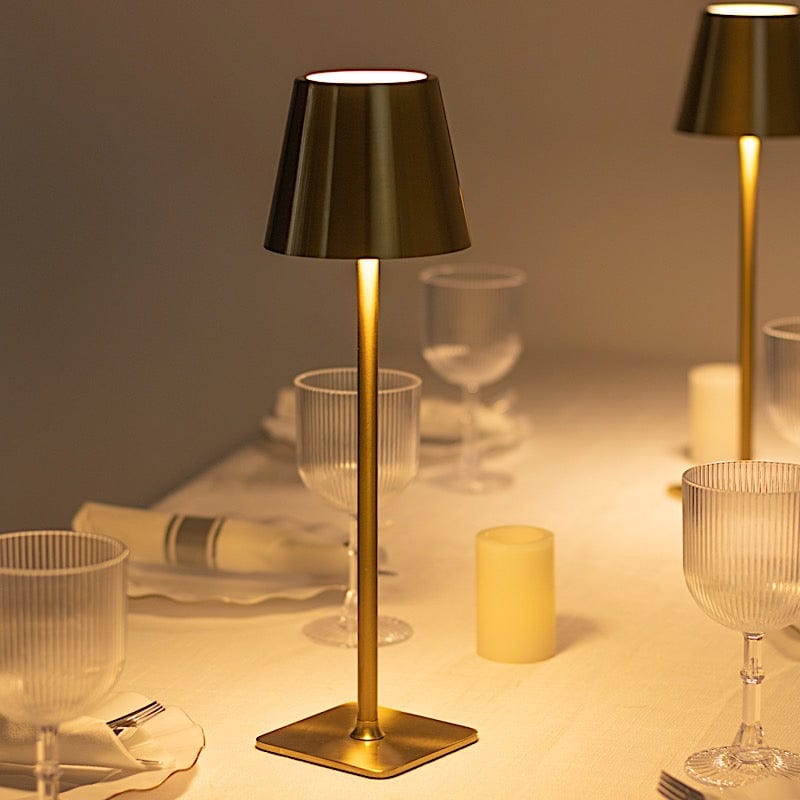 Metal Rechargeable LED Table Lamp with Classic Empire Lampshade - Gold LED_MET_LAMP02_GOLD