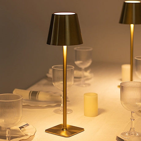 Metal Rechargeable LED Table Lamp with Classic Empire Lampshade - Gold LED_MET_LAMP02_GOLD