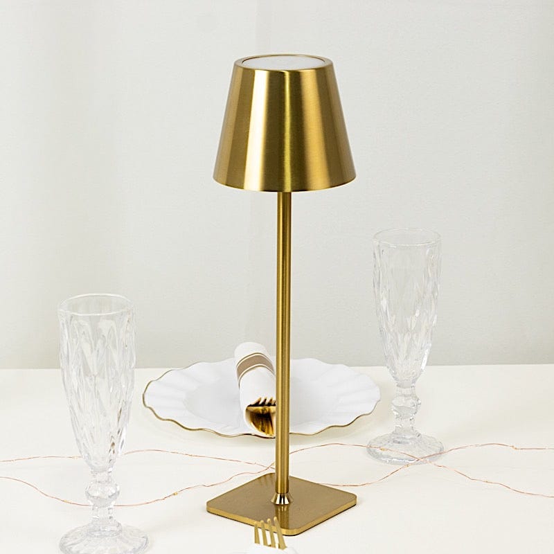 Metal Rechargeable LED Table Lamp with Classic Empire Lampshade - Gold LED_MET_LAMP02_GOLD