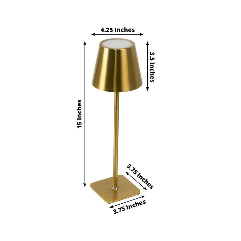Metal Rechargeable LED Table Lamp with Classic Empire Lampshade - Gold LED_MET_LAMP02_GOLD