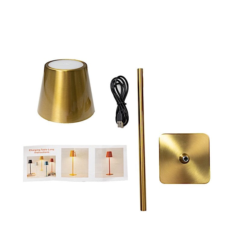 Metal Rechargeable LED Table Lamp with Classic Empire Lampshade - Gold LED_MET_LAMP02_GOLD