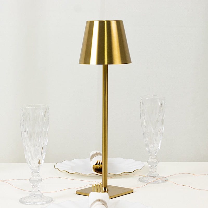 Metal Rechargeable LED Table Lamp with Classic Empire Lampshade - Gold LED_MET_LAMP02_GOLD