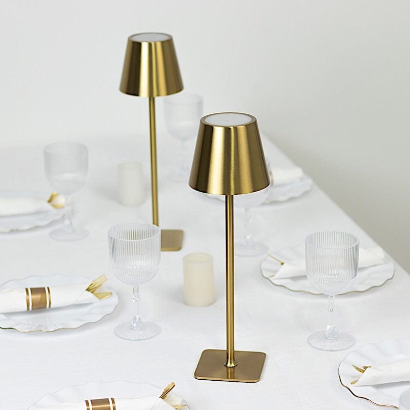 Metal Rechargeable LED Table Lamp with Classic Empire Lampshade - Gold LED_MET_LAMP02_GOLD