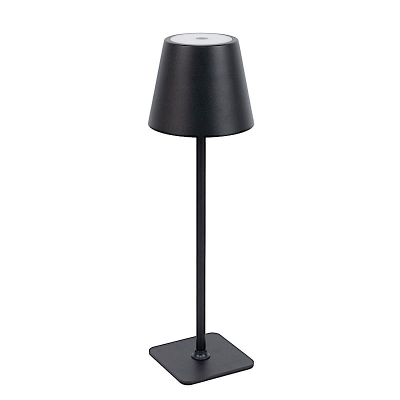 Metal Rechargeable LED Table Lamp with Classic Empire Lampshade LED_MET_LAMP02_BLK