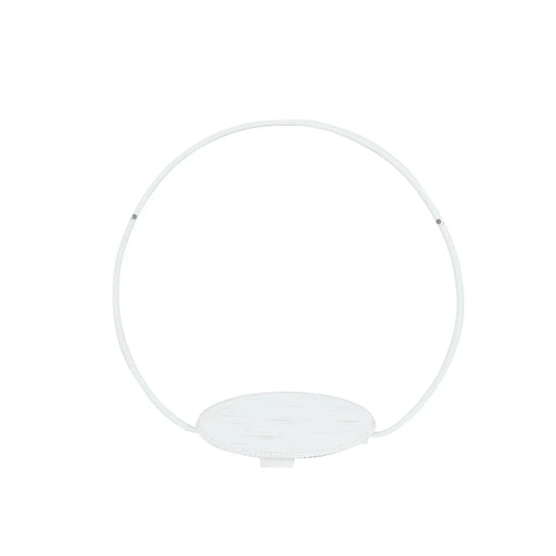 Metal Round Floral Hoop Cake Stand with Beaded Wooden Base - Whitewash CAKE_STND_HOPRD02_20_WHT
