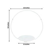 Metal Round Floral Hoop Cake Stand with Beaded Wooden Base - Whitewash CAKE_STND_HOPRD02_20_WHT