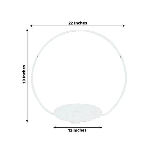 Metal Round Floral Hoop Cake Stand with Beaded Wooden Base - Whitewash CAKE_STND_HOPRD02_20_WHT