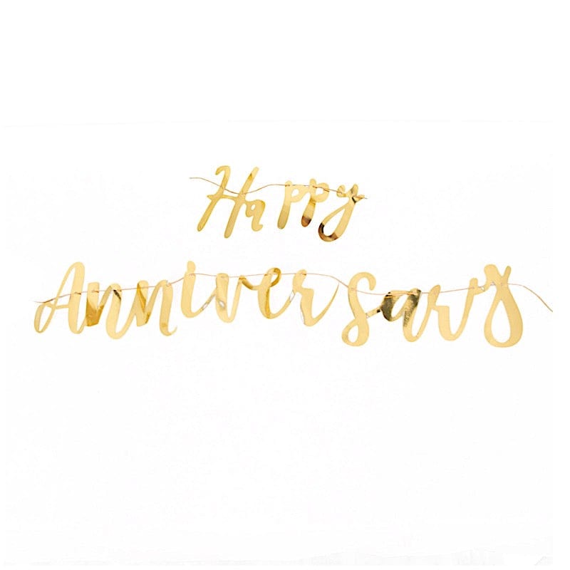 Metallic Foil "Happy Anniversary" Banner Hanging Garland - Gold PAP_GRLD_009_ANNI01_GOLD