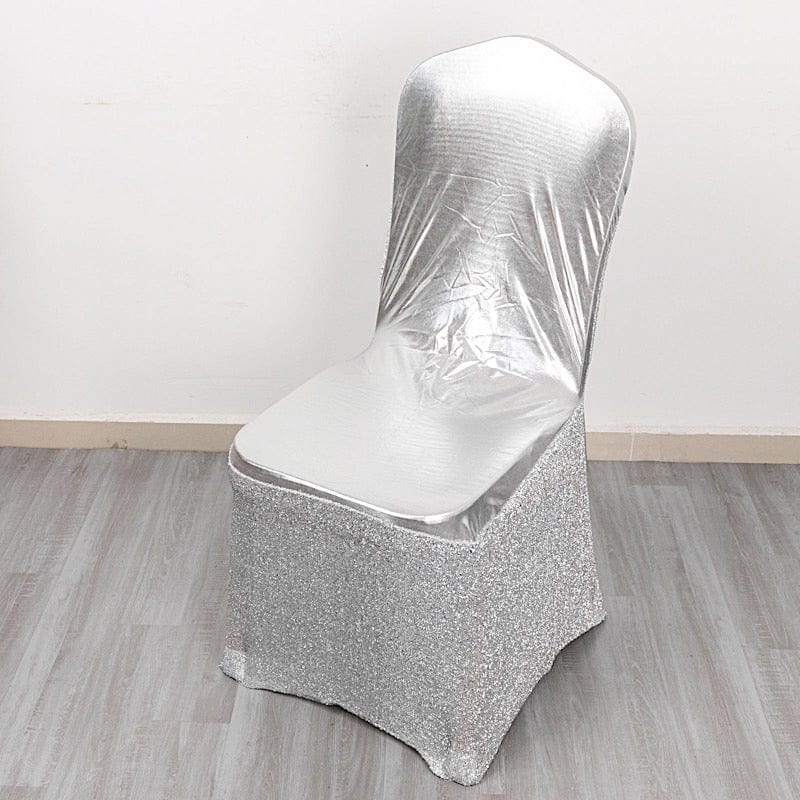 Metallic Shimmer Tinsel Spandex Banquet Chair Cover - Gold