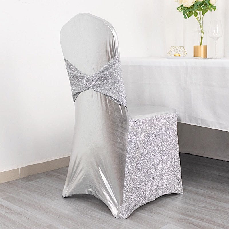 Metallic Shimmer Tinsel Spandex Banquet Chair Cover - Gold