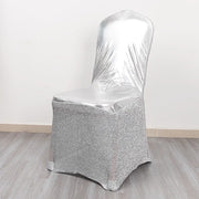 Metallic Shimmer Tinsel Spandex Banquet Chair Cover - Gold